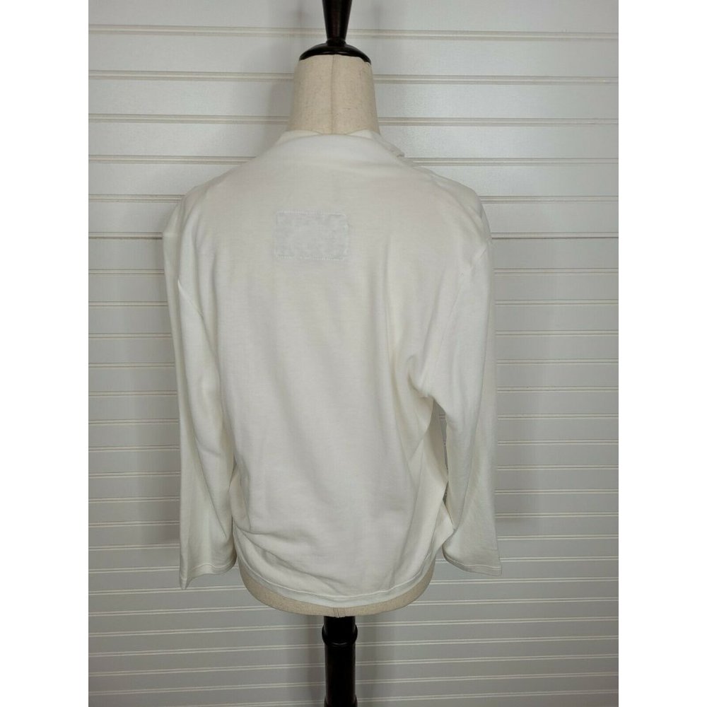 Maeve Anthropologie White Faux Wrap Long Sleeve V Neck Blouse Top Sz. M_6